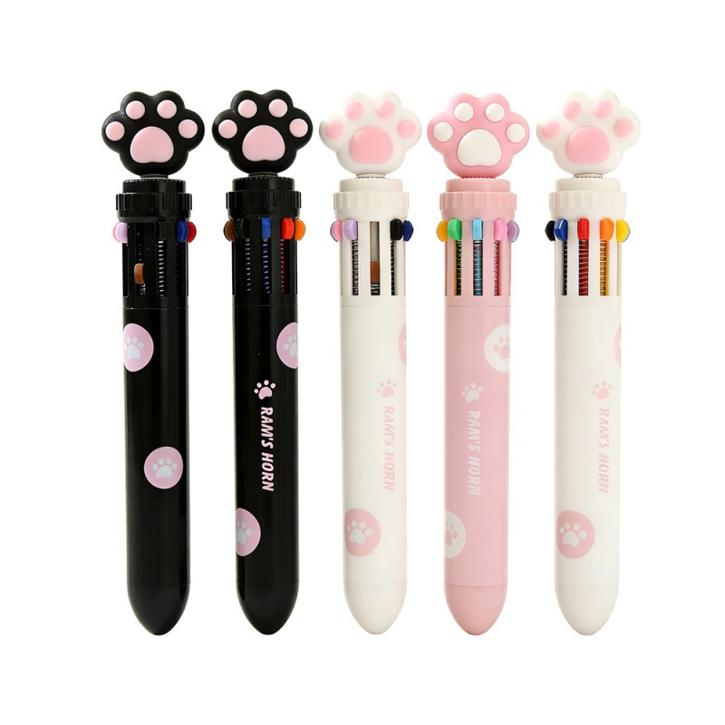 10 in 1 カラフルなかわいい猫の足ボールペン